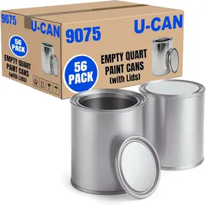 Empty Metal Quart Paint Cans with Lids (9075)