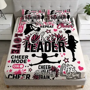 2/3Pcs Cheerleaderpassion Patterned Fitted Sheet Set(1*Fitted Sheet+1/2*Pillowcase,No Filling)Digital Print,Soft,Comfortable Fabric,Suitable For All Year Round,Perfect Gift For Family,Friends On Festivals