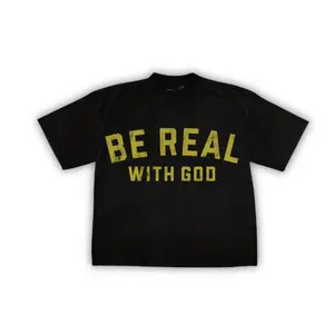 Vintage BE REAL WITH GOD Short Sleeve Graphic T-Shirt, god apparel, christian clothing Menswear Top Casual Crewneck Streetwear Tshirt Tropical