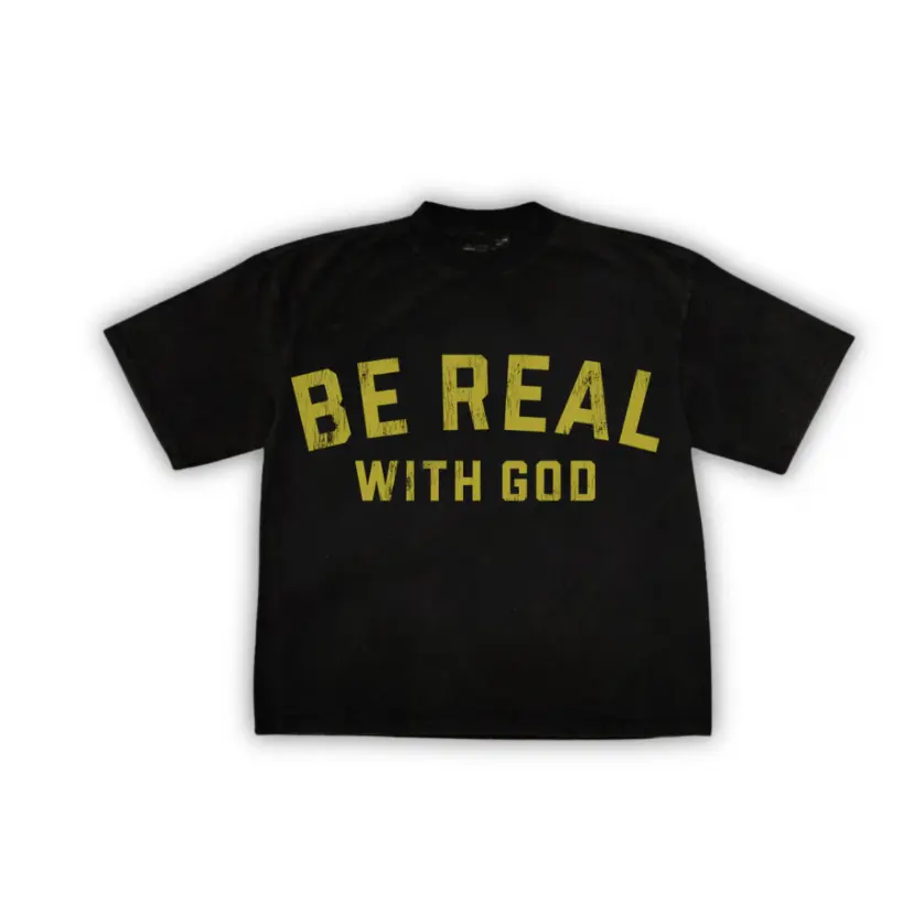 Vintage BE REAL WITH GOD Short Sleeve Graphic T-Shirt, god apparel, christian clothing Menswear Top Casual Crewneck Streetwear Tshirt Tropical