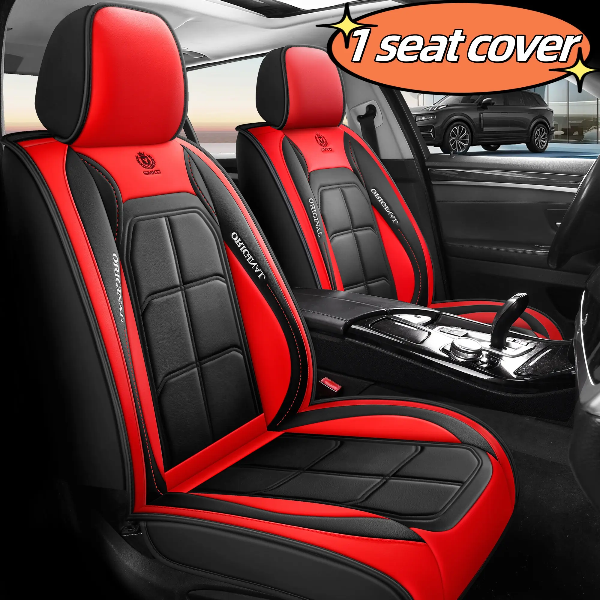 1pc Red Car Seat Covers for Pickup Trucks & SUVs - Fit All-Season Comfort, Durable Polyester Fabric, Easy Install No Padding Needed, Exterior Protection Sleek Car Interior Accessories, Vehicle Seat Covers, Sleek Design, Polyester Fiber Covers
