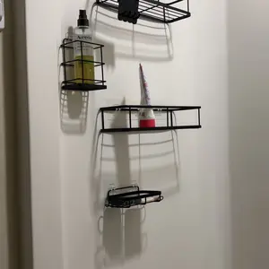 YASONIC  Shower Caddy, 5 Pack Black bathroom accessories, wall organizer, No Drill Bathroom Shower Organizers With Removable Hooks, Rust Proof Shower Shelves For Inside Shower, free wall mountshower organizer