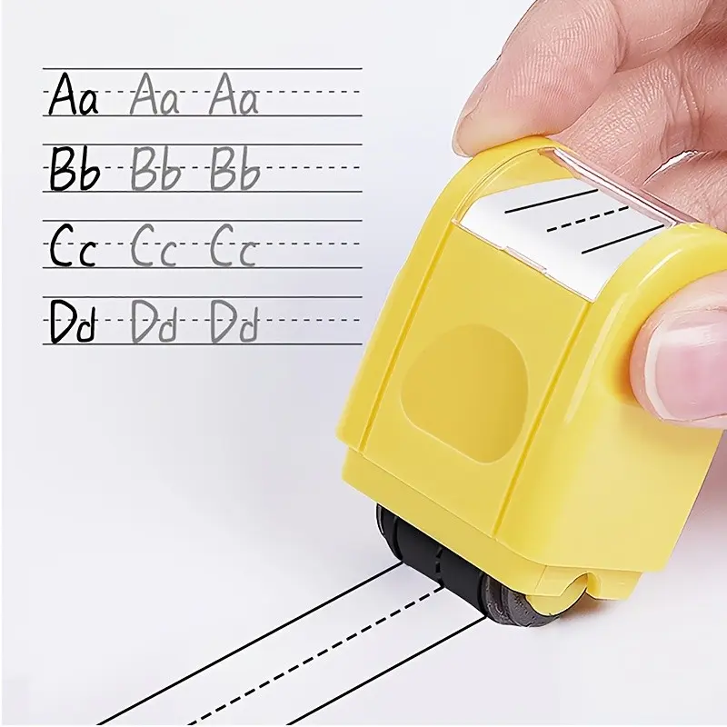 Handwriting Line Practice Stamp, Suitable for Parents Teachers, Manual Rolling Stamp, Design, English Three-Line Stamp, Educational Tool, English Alphabet