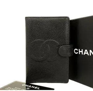 Pre-owned CHANEL Leather Wallet CHANEL: Black Caviar Small Agenda /Card #121