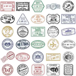 Vintage Travel Stamp Sticker, 60pcs/set Waterproof Decal, Decorative Sticker for Water Bottle, Laptop, Car, Luggage