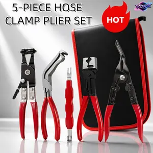 VORX 5-Piece Automotive Electrical Disconnect Pliers Set with Leather Case, High Carbon Steel Connector Splitter, Serrated Electrical Connector Pliers for Disconnecting Connector Plugs, Universal Electrical Disconnect Tool