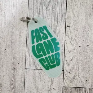 fast lane club motel keychain, hotel keychain, trendy