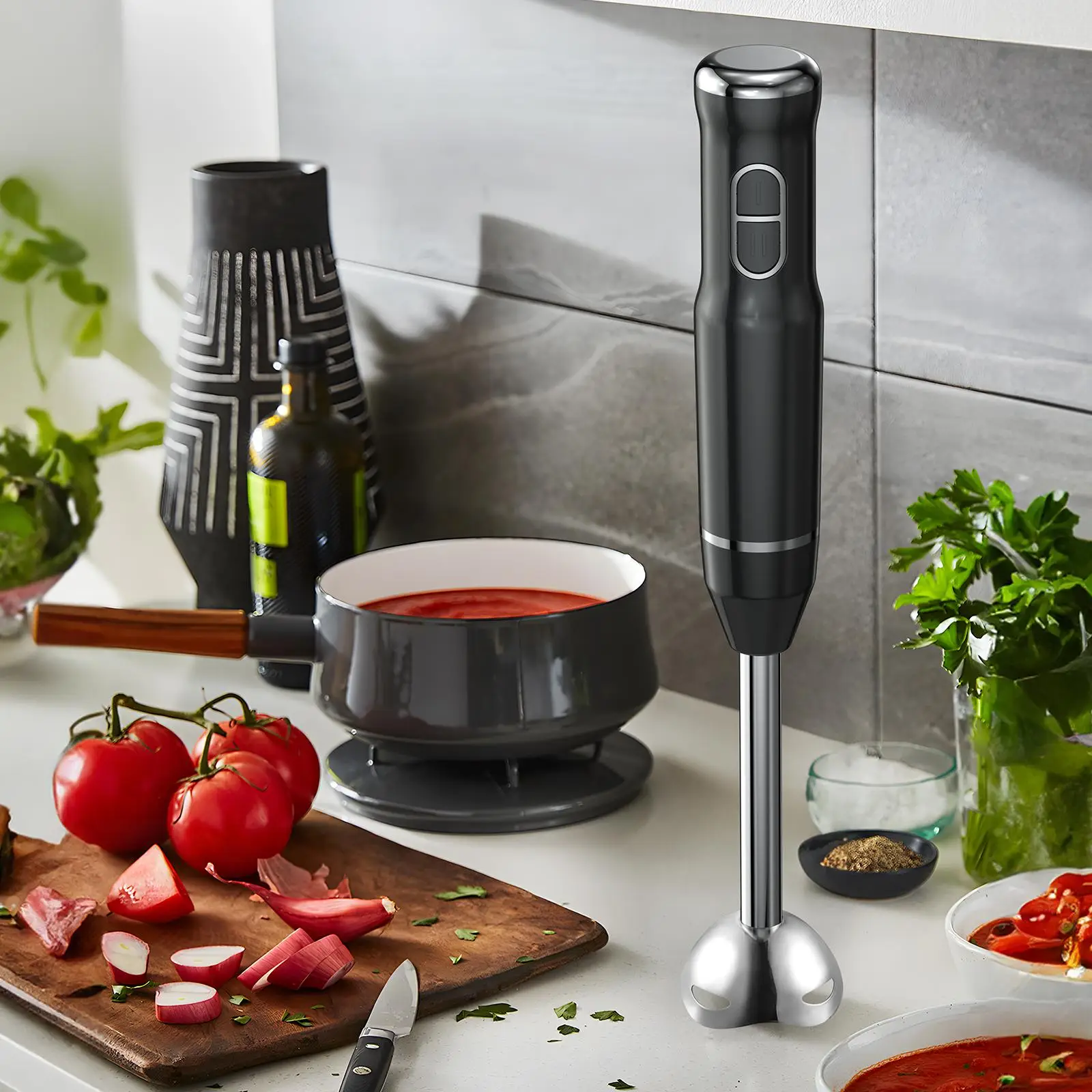 Lalayuan Handheld Blender, 2-speed 400W Electric Immersion Blender with Detachable Base, Electric Hand Blender with Blades, Handheld Blender Stick