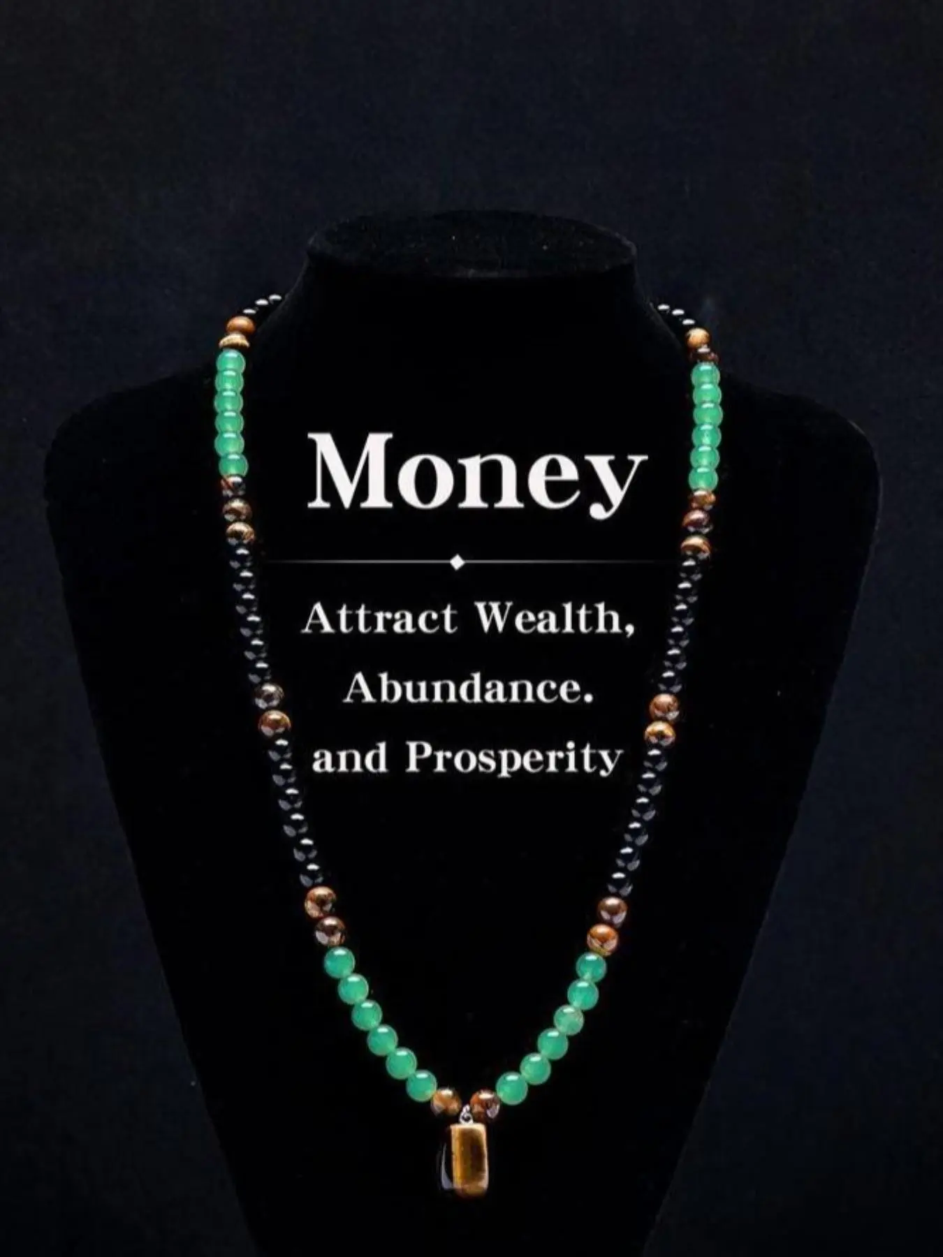 Arpurraina Money Attracting Abundance, Prosperity and Wealth Necklace with Aventurine and Tiger Eye Pendant, Healing Crystal Jewelry for Anniversaries, Long Chain Sweater Necklace, Ideal Gift for Men and Women
