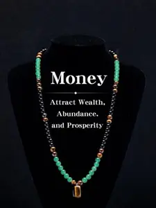 Arpurraina Money Attracting Necklace with Aventurine and Tiger Eye Pendant, Healing Crystal Jewelry for Anniversaries, Long Chain Sweater Necklace, Ideal Gift for Men and Women