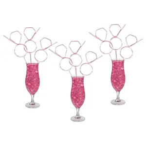Bulk 48 Pc. Pink Diamond Ring Silly Straws
