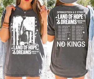 2 Sided Bruce Springsteen And E Street Band Land of Hope and Dreams Tour 2026 Shirt, Unisex Vintage Rock Tour Dates Graphic Merch Tee