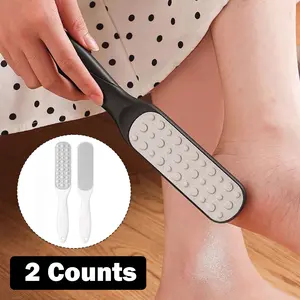 2 Counts Double-Sided Foot File with Stainless Steel, Broken or Hardened Skin Remover Tool for Home Foot Care