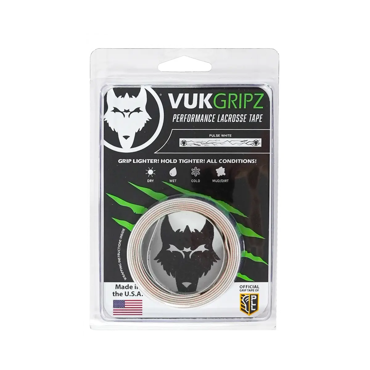 Vukgripz Pulse Lacrosse Tape, 6-7 Inches Sports Tape for Lacrosse Players (Sports & Outdoor Accessory), Stick Grip, Covers 6-7"