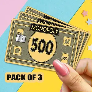Monopoly Money Design Card Sticker, 3 Counts/set Funny Credit Card Skin Wrap Sticker Decal, Card Sticker for Most Of Cards, Adhesive Stickers Sticker Packs