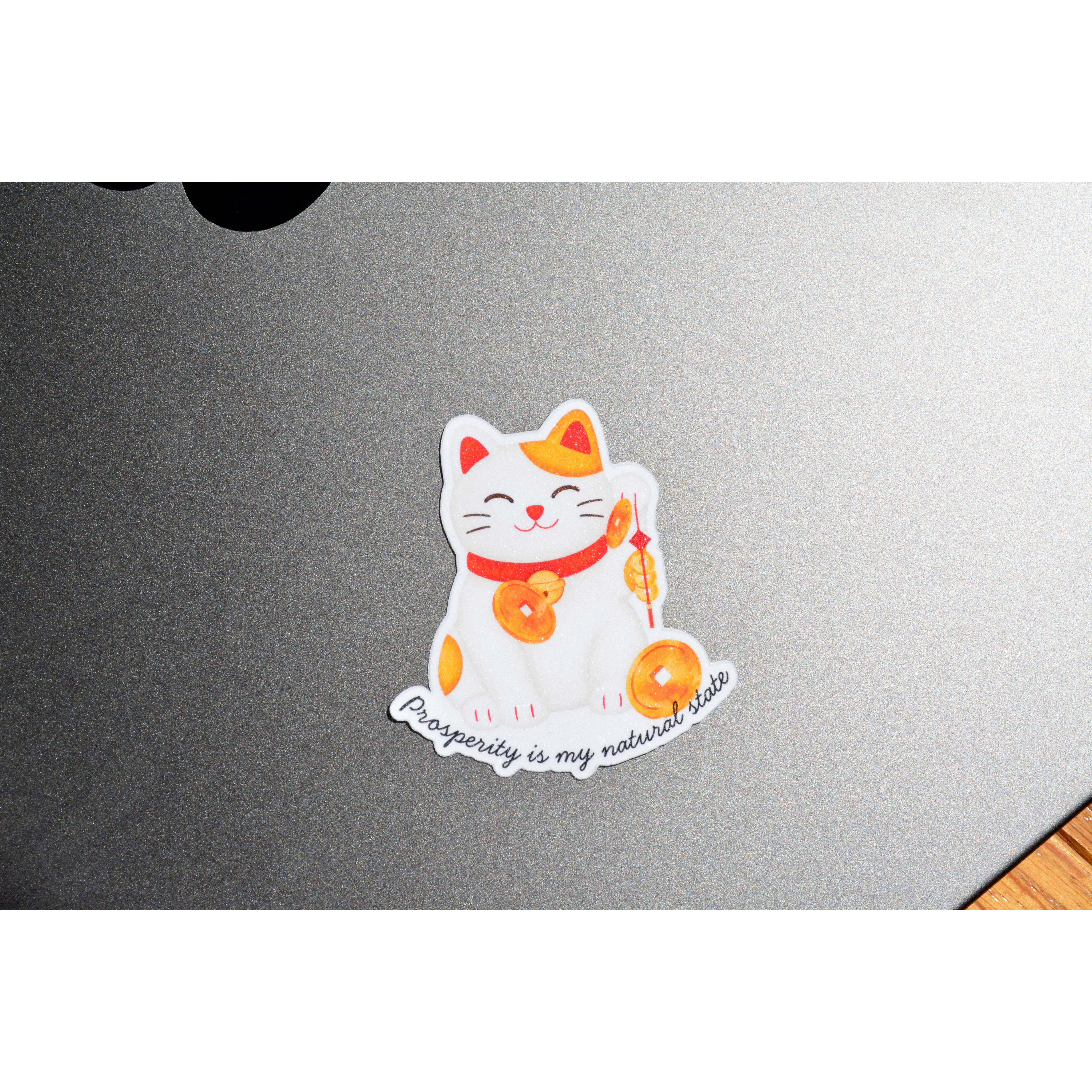 Lucky Cat Prosperity Glitter Sticker