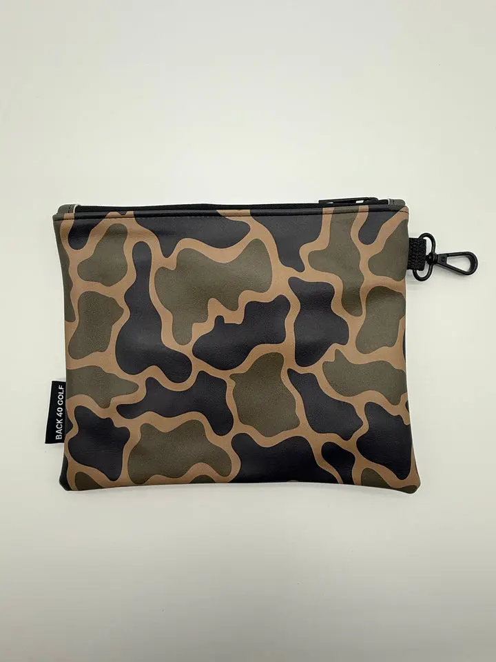 Men's Camo Print Synthetic Multi-Pocket Zippered Valuables Clutch Pouch