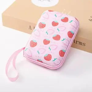 Earphone Data Cable Charger Storage Bag, Anti-Drop Zipper Case, Cartoon Creative Design, Organizer Box for Earphones Accessories