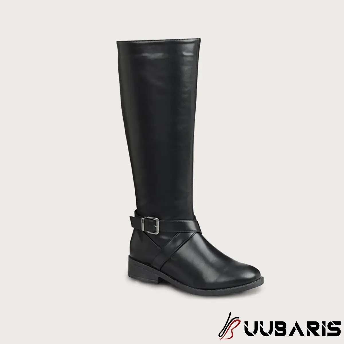 UUBARIS Women's Knee-High Flat Boots - Minimalist & Versatile, Wide Calf Cycling Boots Low Heel All Season Fashionable Women's High Boots