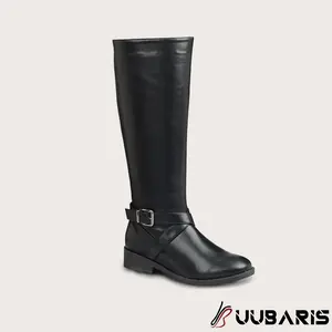 UUBARIS Women's Knee-High Flat Boots - Minimalist & Versatile, Wide Calf Cycling Boots Low Heel All Season Fashionable Women's High Boots