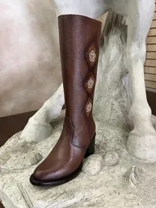 2017023158- Vaquero Signature Women's High Round Toe Boots Floreta Black