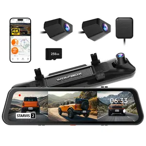 【FathersDayGift】WOLFBOX G900 Tripro Bumper Version 3 4K Mirror Dash Cam with STARVIS 2 IMX678 Night Vision 5.8GHz WiFi Voice Control 256GB Card GPS Included Automotive Dashcam TikTokShopHolidayHaul