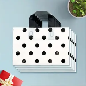 5pcs Fashionable Polka Dot Gift Bags, Durable Plastic Handle Bags for Gifts Shopping Party Favors, Perfect for Holidays Celebrations Daily Use, Party Gift Packs