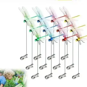 12 Pack Dragonfly Clip,3D Dragonfly Garden Stakes Decor,Fly Deterrent,Dragonfly HummingBird Stakes,Deer and Horse,Bird and Fly Scare Devices for Indoor Outdoor Garden #Summervibes