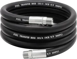 10FT 3/4" Fuel Transfer Hose Pump Hose Farm Fuel Hose with 3/4" NPT Male End Fittings for Kerosene Diesel Biodiesel