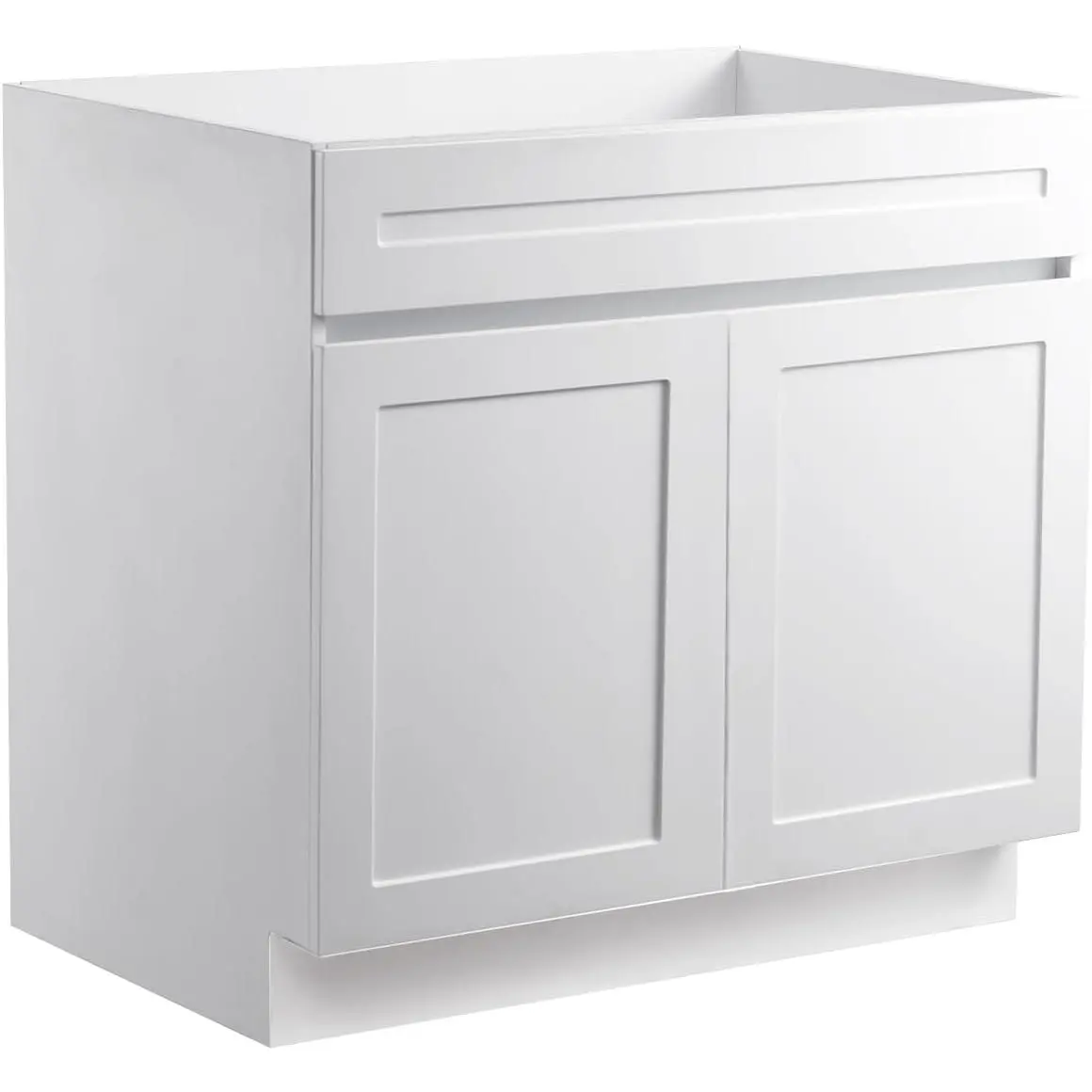 VEVOR White Shaker Base Cabinet, 36-Inch Unassembled Sink Base Cabinet, 36" W x 24" D x 34.5" H Ready to Assemble Cabinet with Soft-Close Doors and Adjustable Shelf, for Home Office