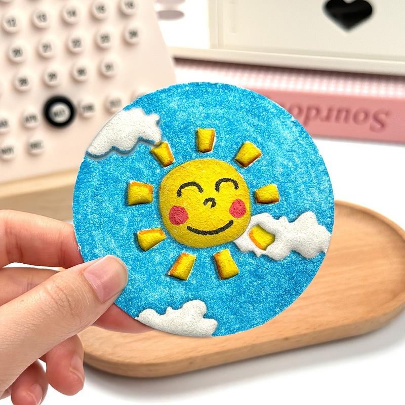 Magic 3D Foam Texture Painting Kit: 2.68inch Round Foam Sheets & Craft Paper, 12-Color Watercolor Pens + 1 brush – All-in-One Creative Supplies for DIY Art, Christmas Gifts, School/Home Activities & Travel Crafts