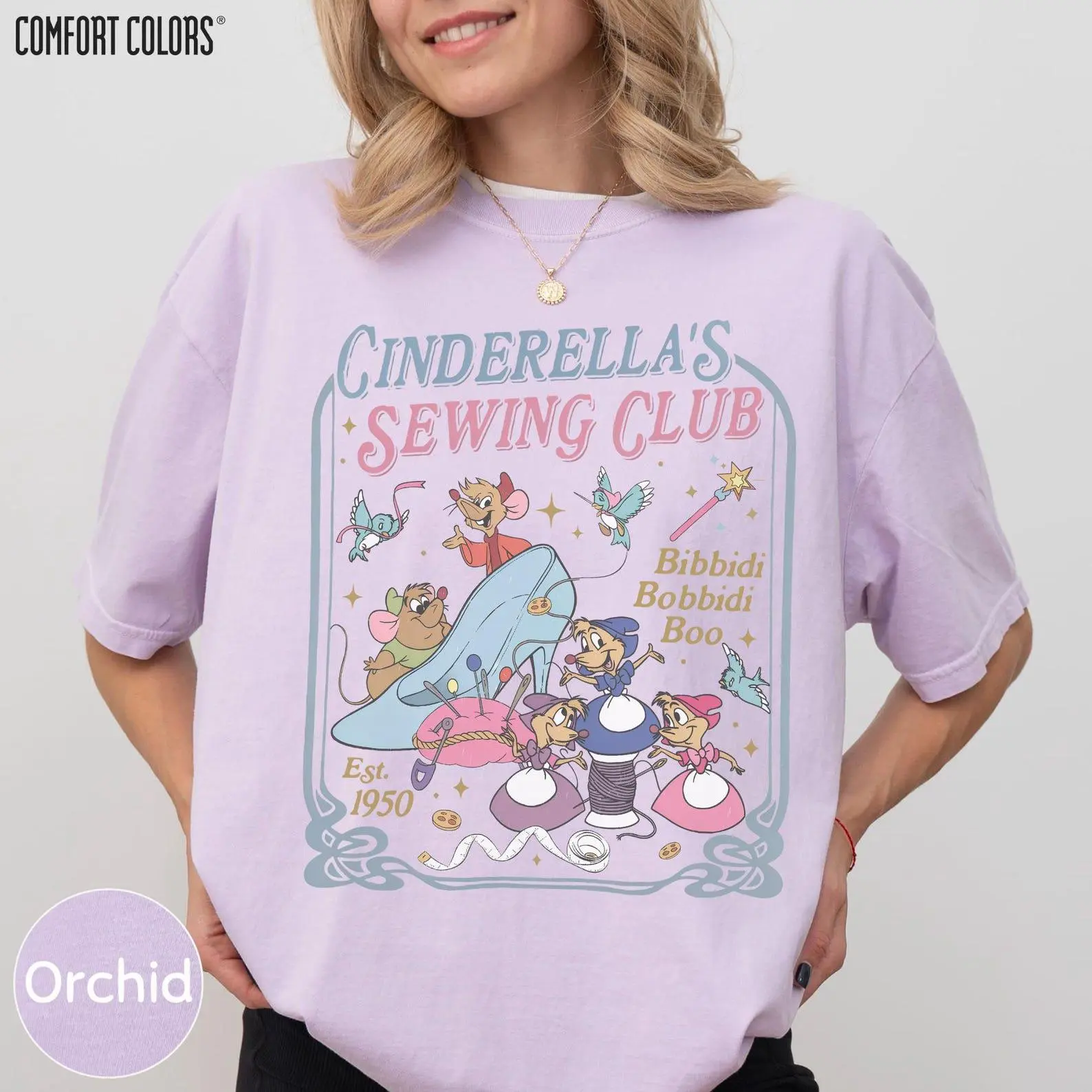 Comfort Colors Fairytale Sewing Club Shirt, Vintage Princess Tailor Tee, Bibbidi Magic Inspired Graphic T-Shirt, Whimsical Fairy Tale Gift