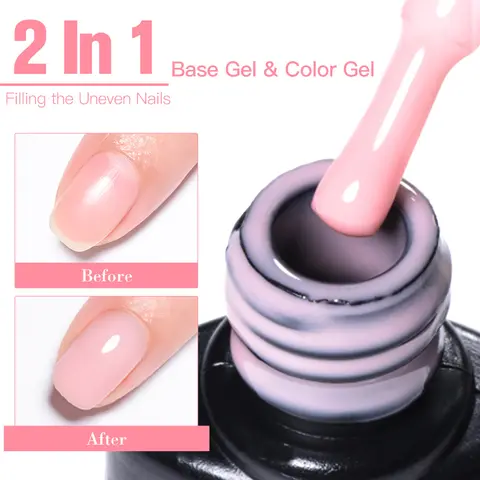MTSSII 7ml Nude Rubber Base Gel Nail Polish, Pink Milky White Nude Color Gel Polish, Transparent UV LED Gel Varnish Nails Gel Based Festival Gifts, Manicure, DIY French Manicure, Nail Gel Art, French Tips Nails, Manicure Gels