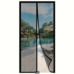 Magnetic Soft Mesh Door Curtain, Summer Mosquito Protection, Embroidered Fabric, Self-Adhesive, Easy Installation, Durable Design, Screen Door Mesh