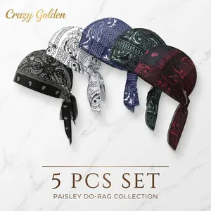 Paisley Cooling Headscarf Cap Set, Motorcycle Pirate Head Wrap Safety Helmet Liner, Elastic Fit Hand Washable Multifunctional Outdoor Headwear for Athletes & Outdoor Enthusiasts