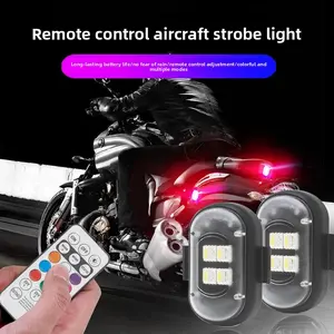 Wireless Remote Control LED Strobe Warning Lights for Motorcycle Bike ATV Safety Flash Emergency Lights with Rechargeable Battery Multiple Modes Bright Waterproof