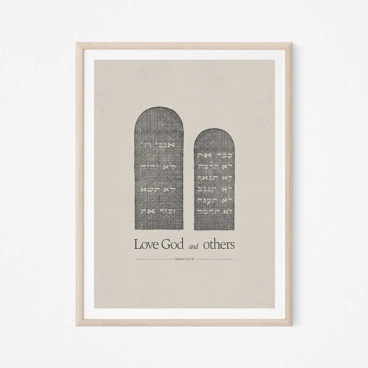 Love Your Neighbor Wall Art – Biblical Sketch Poster of Moses and the Ten Commandments, Christian Scripture Print for Faith Room Decor, Unframed
