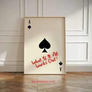 1 piece/set, Spades-themed printed playing card poster, vintage chic art, Modern Art Design, aesthetic kitchen decor, modern canvas wall art home decor, frameless, 2D flat, Room Decor