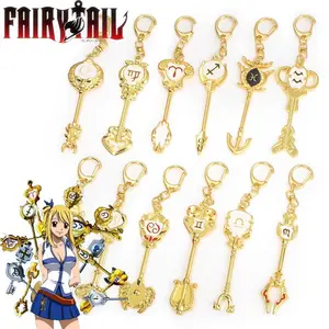 Anime FAIRY TAIL 12 Constellation Summoning Keychain Cosplay Pendant Key Man Woman Universal Jewelry Accessories Gifts Charms