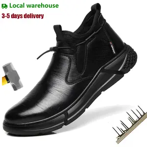 New Safety Boots Men leather Work Sneakers Indestructible Shoes Steel Toe Protective Boots Anti-smash Anti-puncture Work Safety Shoes industrial construction site fashionable footwear resistant