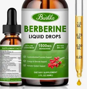 Berberine Liquid Drops with Ceylon Cinnamon & Bitter Melon, 1500mg, Digestive, Energy & Immune Support, 2 Fl Oz (60ml)