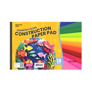 Construction Paper Pad - 18 X 12 Inches, Assorted Colors, 18 Sheets