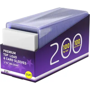 200 Card Sleeves,Top Loaders For Cards, Premium Card Sleeve, Hard Plastic, 3" x 4" Trading Cards Holder, Sports Protectors(100 Toploaders + 100 Sleeves)