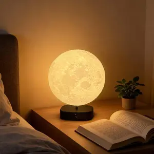 3D Rotating Moon Lamp with Voice Wake-Up, Auto Wake-Up at Low Light, Touch Switch, Adjustable Lighting Modes, Perfect Christmas Gift, Adjustable Brightness Lights