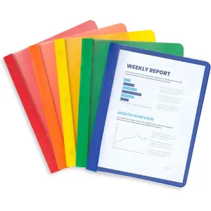 Assorted Color Plastic Report Covers with Prongs, 3 Prong Clear Front Report Covers for Presentation and Document, Red, Orange, Yellow, Green, Blue, 25 Pack