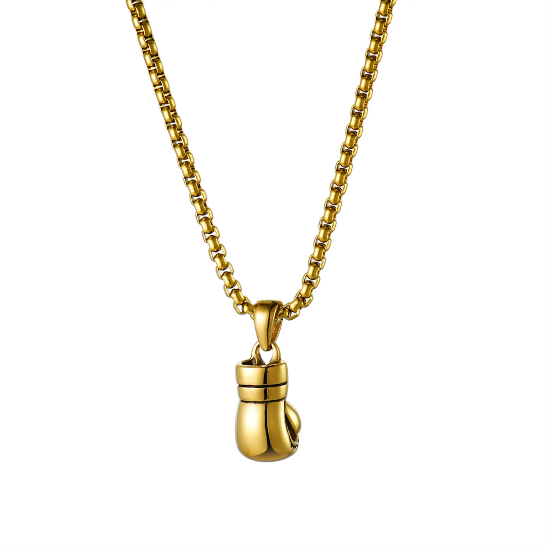 OIDEA Men's Athletic Stainless Steel Boxing Glove Necklace, Punk Style 1.1" long x 0.6" wide Pendant for Gym & Fighters, 22" Wheat Chain, Birthday, Casual, Daily, Fitness Fans, Male, Motivating Gift For Boxers, Solid, Training Milestones, Chain Jewelry Ne