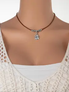 Boho Style Disc Design Pendant Necklace, Vintage Waterproof Wax Rope Necklace for Women & Men, Fashion Jewelry for Party, Daily Decor, Trendy All-match & Exquisite Jewelry for Birthday Gift, Fashionable Jewelry Accessories