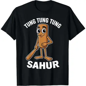 Kids Meme Italian Brainrot Tung Tung Tung Sahur Cotton T-Shirt Women Men