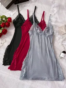 DianaDrape Comfy & Stylish Lace Nightwear | 3-Piece Women’s Sleepwear Set with Lace Inlay