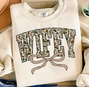 Camouflage Wifey Sweatshirt/Hoodie/Tshirt, Camo Wifey Shirt, Mother's Day Gift, Hunting Wife T-Shirt, Duck Hunting Shirt, Wife Of Hunters Hoodie, Old School Camo Shirt, Camo Wifey Coquette Tee For Men For Women